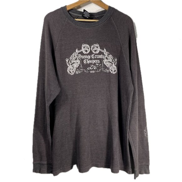 VTG Orange County Choppers Men's Thermal Long Sleeve Tee Washed Gray Size 2XL - Picture 1 of 7